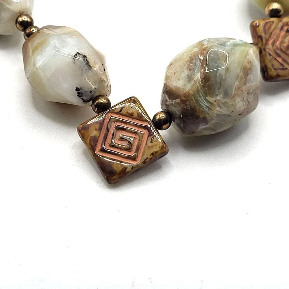 Gorgeous Chunky Peruvian Jade Bohemian Necklace 21in